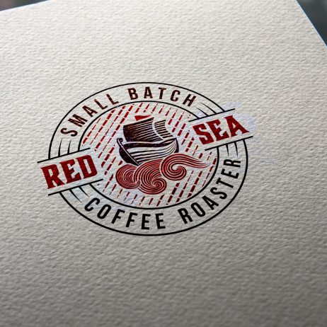 Red Sea Coffee Roaster logo design mock-up